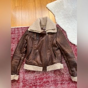 Bershka Sherpa lined faux leather jacket